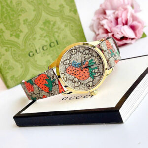 gucci ya1264133 strawberry canvas dial leather